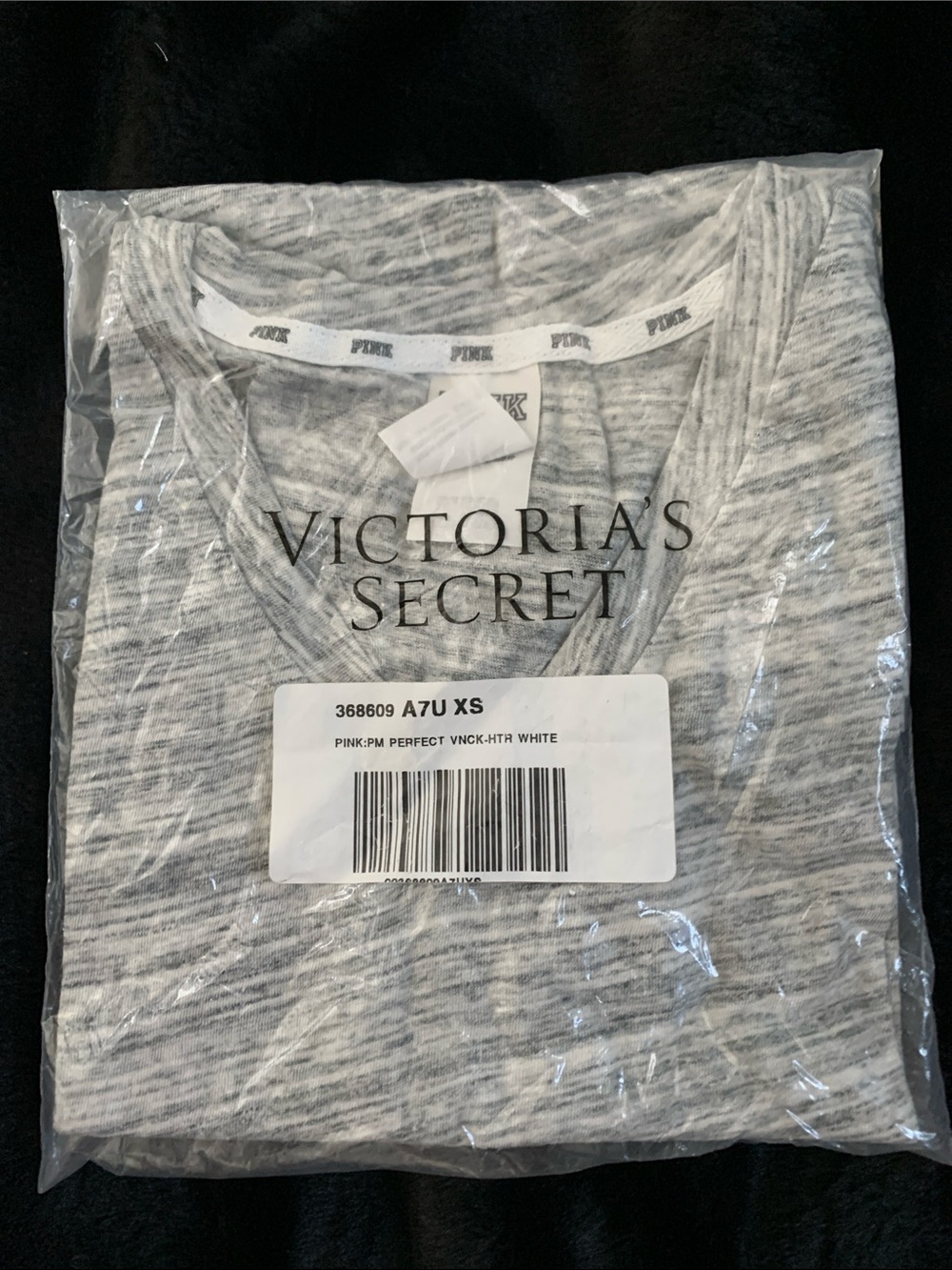Victoria's Secret PINK Gray Heather V-Neck Short Sleeve Tee